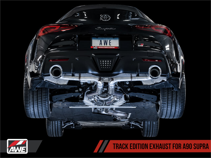 AWE Track Edition Cat-Back Exhaust w- 5" Chrome Silver Tips - 2020+ Toyota Supra GR A90 A91 MKV