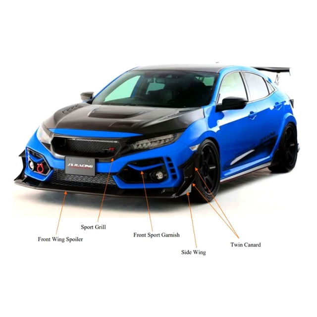 J's Racing Optional Twin Canard for Type S Front Spoiler Honda Civic